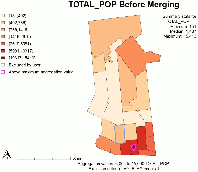 Maps: First Aggregation Variable Before and After Aggregating