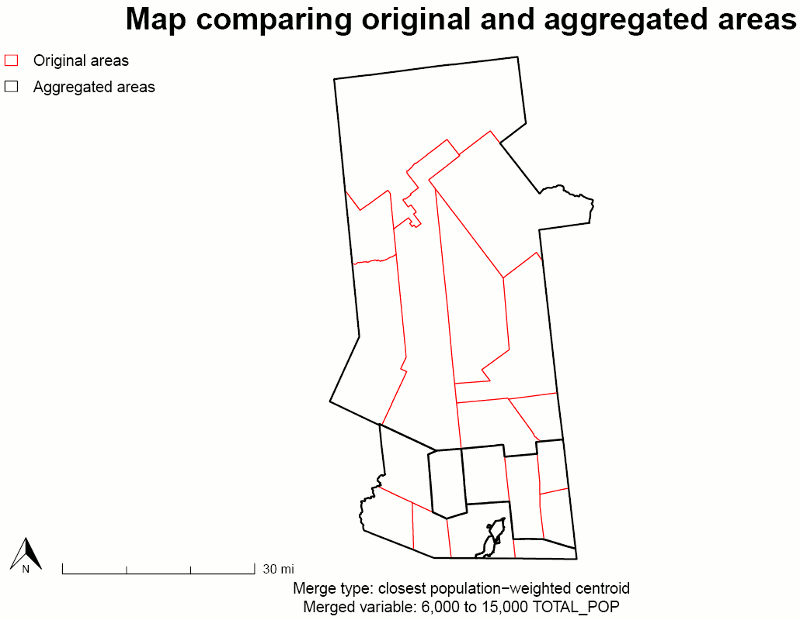 Map: Compare Original and Aggregated Areas